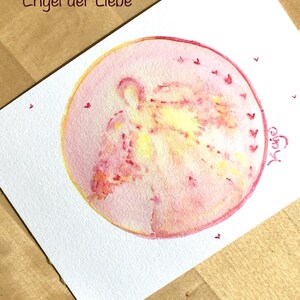 Handgemalte Engelkarte| Postkarte mit Engel| Aquarellmalerei| Liebe Schutz Heilung Frieden| Mutkarte| Energiebild| Spirituelle Lichtmalerei