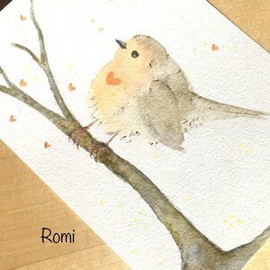 Handgemaltes Rotkehlchen| Postkarte Aquarellmalerei| Liebe| Freundschaft| Geburtstag| Gartenvögel| Tiermotive A6| Einzelstück| Vogelbilder