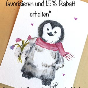 Danke sagt der kleine Pinguin für all die tolle Wertschätzung. Hier steht noch einmal, dass Ihr in meinem Shop 15% Rabatt erhalten könnt, wenn ihr euren Lieblingsartikel Favorisiert.