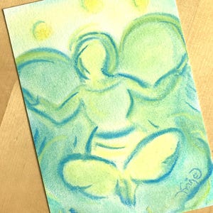 Handgemalte Engekarte| Pastellmalerei| Engelmotive| Engel begleiten dich| Postkarte Liebe Mut Heilung| Energiebild| Kunstkarte spirituell