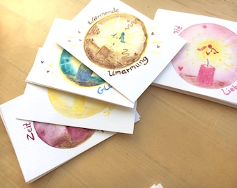 Handgemalte Energiekarten | original Aquarellmalerei | Engelkarten | Segenslichter | Positive Affirmationen | Personalisierbar