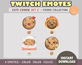 Cute Cookie Twitch Emotes Set 2 | Funny Cookies for Streaming | Emotes Badges Bits