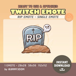 Niedliche RIP Dead Twitch Emote / Tombstone / Cute Stream Einrichtung / Stream Emotes / Kawaii / Discord / Ästhetik / Halloween