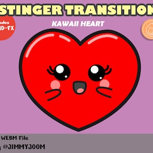 Animated Stinger Transition Cute Kawaii Heart Red Love/ Valentine's Day / Pastel Animation / Cute Stream Setup / Twitch Stinger Transitions