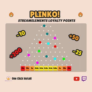 Twitch Plinko Game Widget | StreamElements Loyalty Points Casino Game | BRB Screen | YouTube Twitch Streaming Overlay | Chat Bets Points
