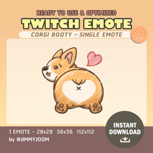Cute Dog Butt Twitch Emote / Cute Corgi Dog / Cute Stream Setup / Stream Emotes / Kawaii / Discord / Aesthetic