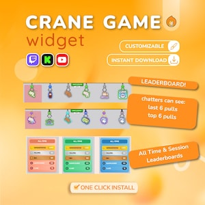 Widget de chat personalizado para juego de garras / Widget de chat de Twitch / Zorro animado, rana, gato, cerdo, oso, ajolote / Juego de grulla de chat lindo / Widget de transmisión personalizado imagen 5