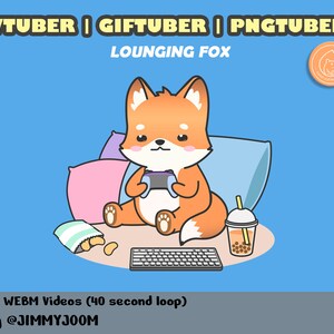 Animated Cute Fox VTuber for OBS Studio / PNG GIF Tuber / Foxy Animated GIFTuber PNGTuber / Cute Stream / Boba Tea / Bubble Tea / Animation image 4