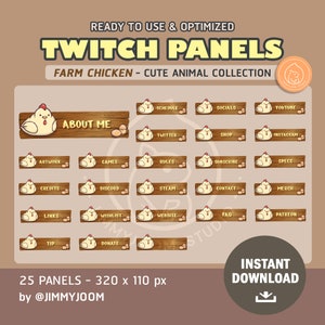 x25 Cute Chicken Farm Animal Twitch Panels | Streamer | Streaming | Baby Chick | Profile | Overlay | Cute Animal