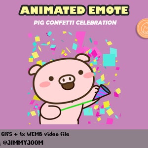 ANIMIERT Süßes Schwein Konfetti Twitch Emote Discord Emote / Tanzende Emote / Süßes Emote / Animiertes Emote / Kawaii / Ästhetik / Overlay / Pink