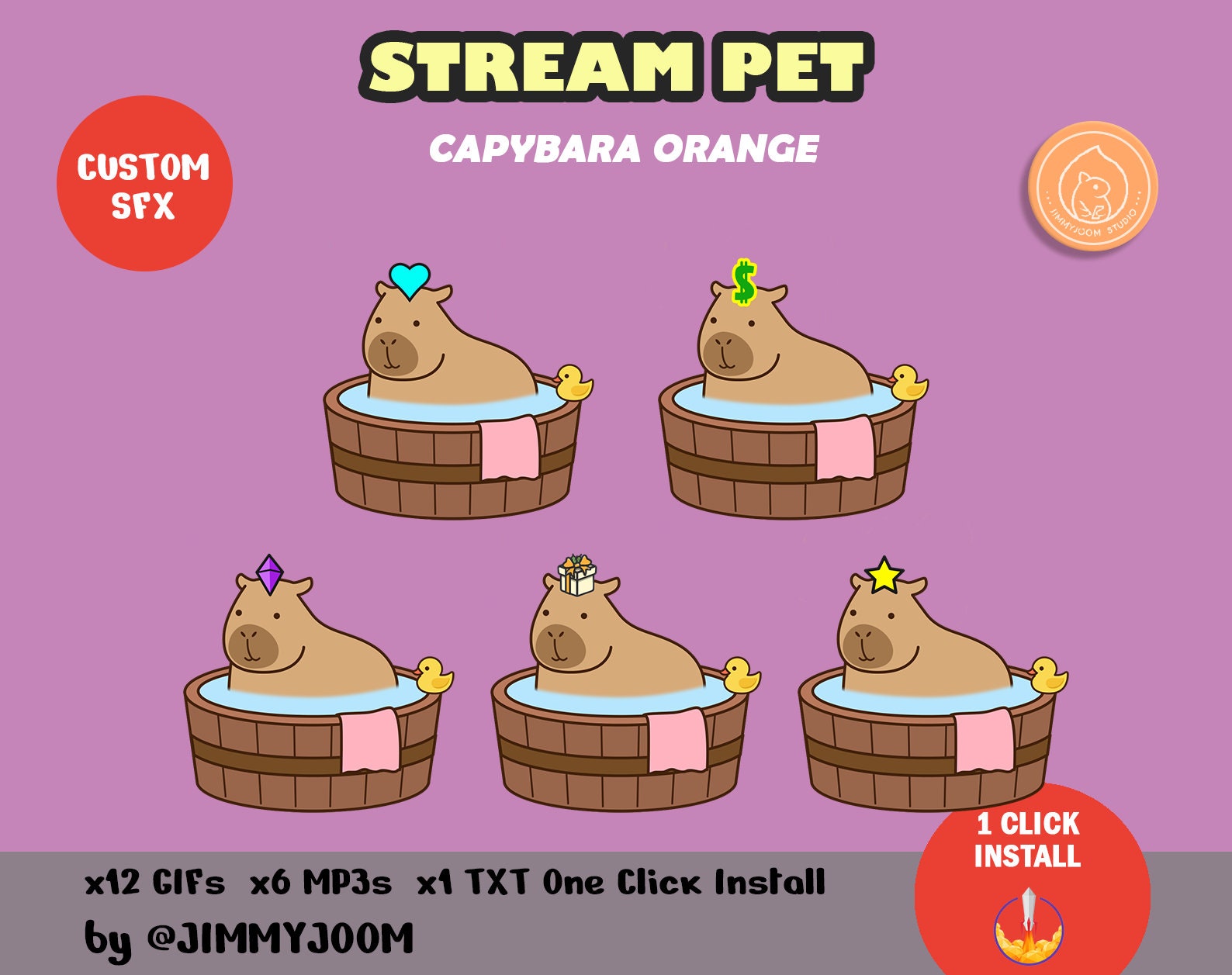 Capybara Stream Pet Widget / STREAMELEMENTS Interactive Pet Mascot ...