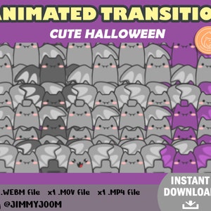 Twitch Stinger Transition Halloween / Kawaii Haloween / Stream Transition / Cute Stream Setup / Cute Bat / Overlay / Animated Transition