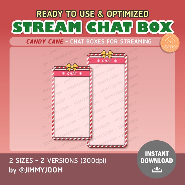 Christmas Candy Cane Chat Box for Twitch Streaming / Live Stream Chat Box / Christmas Aesthetic / Cute Kawaii XMAS / Custom Chat Box Widgets