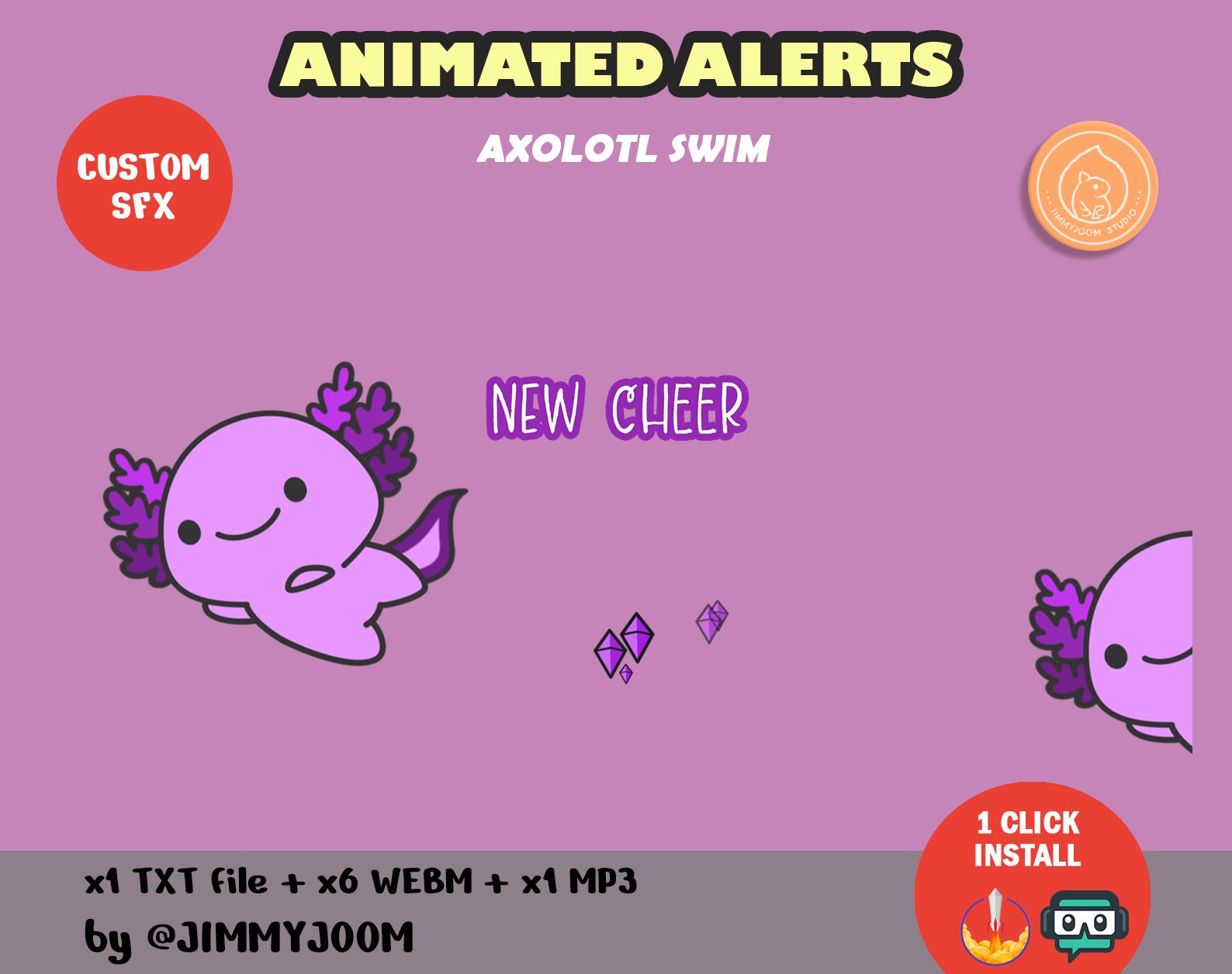 ANIMATED Axolotl Alerts / Twitch Alerts / Stream Alerts / Sub Follower ...