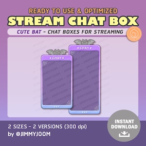 Cute Purple Bat Chat Box / Twitch Streaming Chat Box / Chat Overlay / Chat Box Overlays / Aesthetic Cute Stream Setup / Pastel Pink Bat Wing