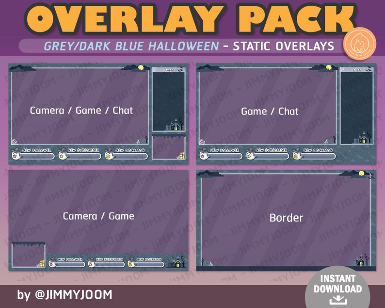 Halloween Twitch Overlay / Kawaii Halloween Stream Setup / Halloween Overlay Pack / Söt Spökpumpa Spökhus / Högtidsöverlägg bild 2