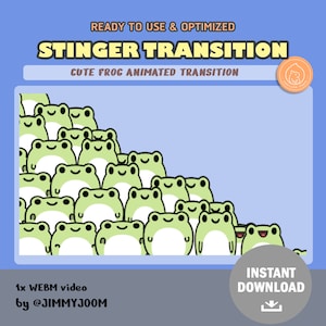 Twitch Stinger Transition / Kawaii Frog / Stream Transition / Cute Stream Setup / Cute Frog / Green Frog Meme /Overlay / Animated Transition
