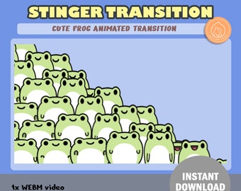 Twitch Stinger Transition / Kawaii Frog / Stream Transition / Cute Stream Setup / Cute Frog / Green Frog Meme / Overlay / Geanimeerde Overgang