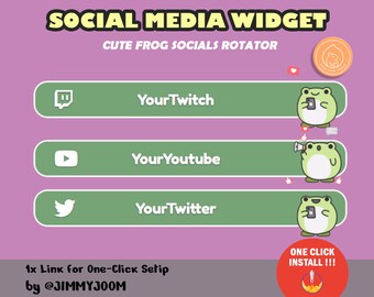 StreamElements Custom Frog Widget / Animated Social Media Rotator Widget / Socials Widget for StreamElements / Animated Cute Kawaii Frog