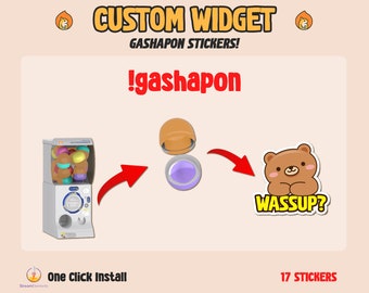 Custom Chat Widget Gashapon Game / Twitch Chat Widget / Animated Gachapon Fox Frog Pig Bear Axolotl / Cute Game / Customize Stream Widget