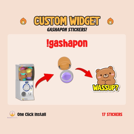 Custom Chat Widget Gashapon Game / Twitch Chat Widget / Animated Gachapon Fox Frog Pig Bear Axolotl / Cute Game / Customize Stream Widget