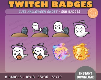 8x Halloween Twitch Ghost Badges /  RIP Tombstone Badges / Sub Badges Goals / Purple White Orange Rainbow Pastel / Cute Kawaii Halloween