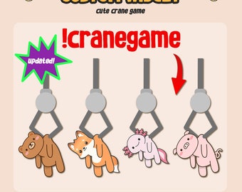 Custom Chat Widget Claw Game / Twitch Chat Widget / Animated Fox Frog Cat Pig Bear Axolotl / Cute Chat Crane Game / Customize Stream Widget