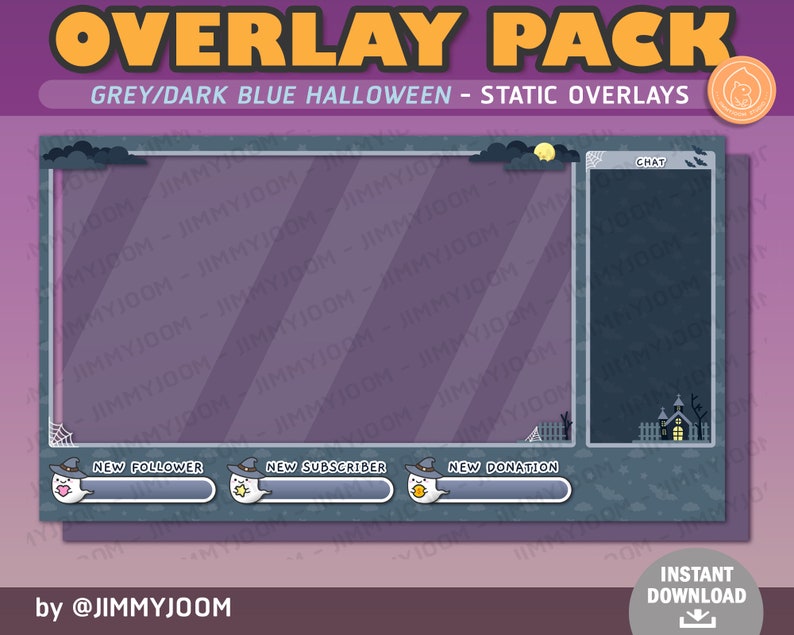 Halloween Twitch Overlay / Kawaii Halloween Stream Setup / Halloween Overlay Pack / Söt Spökpumpa Spökhus / Högtidsöverlägg bild 5