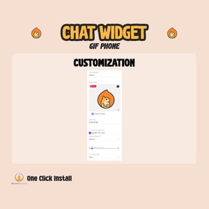 May include: A screenshot of a chat widget customization page with a cartoon orange squirrel holding a phone. The page has options for customizing the widget's appearance, including the profile picture, subscribe button, and notification settings.