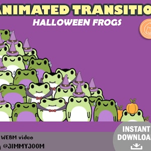 Twitch Stinger Transition Halloween Cute Frog / Kawaii Halloween / Stream Transition / Cute Stream Setup / Overlay / Animated Transition