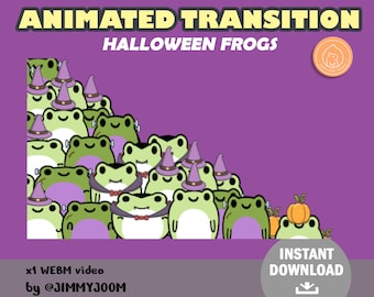 Twitch Stinger Transition Halloween Cute Frog / Kawaii Halloween / Stream Transition / Cute Stream Setup / Overlay / Animated Transition