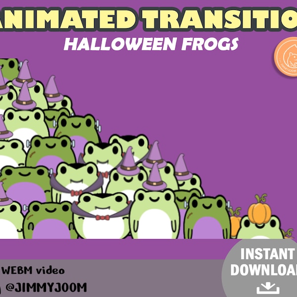 Twitch Stinger Transition Halloween Cute Frog / Kawaii Halloween / Stream Transition / Cute Stream Setup / Overlay / Animated Transition
