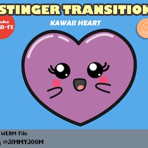 Animated Stinger Transition Cute Kawaii Heart Purple / Valentine's Day / Pastel Animation / Cute Stream Setup / Twitch Stinger Transitions