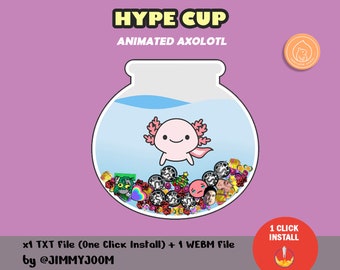 Animated Axolotl Hype Cup Tip Jar / StreamElements Custom Widget / Twitch Bit Cup Cute Kawaii Pink / Stream Decoration / Twitch Alerts