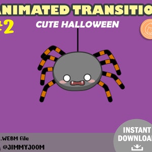 Twitch Stinger Transition Halloween Spider #2 / Kawaii Halloween / Stream Transition / Cute Stream Setup / Overlay / Animated Transition