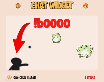 Custom Chat Widget Cute Throw Game / Twitch Chat Widget / Animated Fox Frog Pig Bear Axolotl / Cute Game / Customize Stream Widget Kawaii