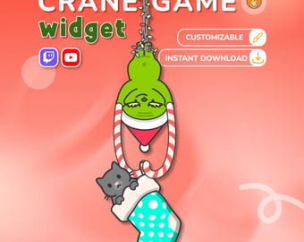 Widget Twitch Christmas Crane Game - geanimeerd Grinch Claw-spel - Gashapon-stijl