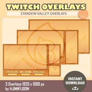 Stardew Valley Style Twitch Overlay | Brown Wood Stream Overlay Package
