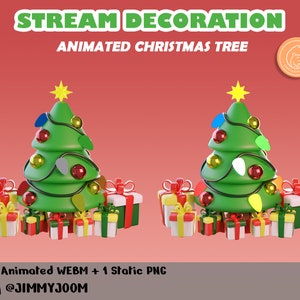 Animated Christmas Tree Stream Decoration / Stream Decoration Overlay Green Christmas / Christmas Lights Overlay / Holiday Aesthetic