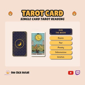 Widget de Carta de Tarô Twitch - Tarô Simples de Carta Única - Ideia de Recompensa de Pontos de Canal Twitch - Widget de Sobreposição Personalizado - Leitura de Tarô Astrológico