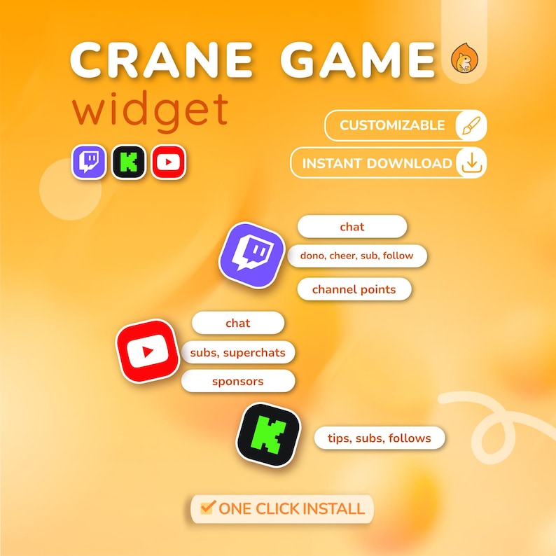 Widget de chat personalizado para juego de garras / Widget de chat de Twitch / Zorro animado, rana, gato, cerdo, oso, ajolote / Juego de grulla de chat lindo / Widget de transmisión personalizado imagen 9