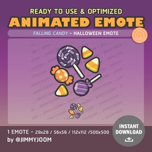 Animated Halloween Candy Emote / Animated Emotes / Cute Kawaii Candy / Halloween Emote / Halloween Candy Corn / Twitch Discord Emotes