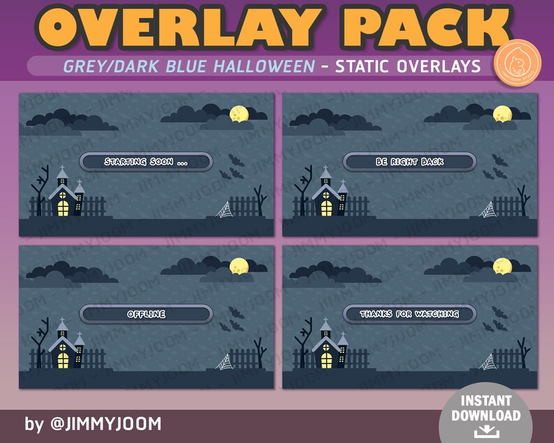 Halloween Twitch Overlay / Kawaii Halloween Stream Setup / Halloween Overlay Pack / Söt Spökpumpa Spökhus / Högtidsöverlägg bild 4