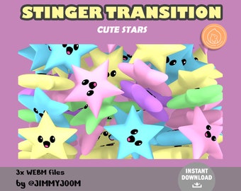 Twitch 3D Geanimeerde Stinger Overgang / Cute Kawaii Stars Space / Stream Overgang / Cute Stream Setup / Geanimeerde Overgang Ster / Pastel