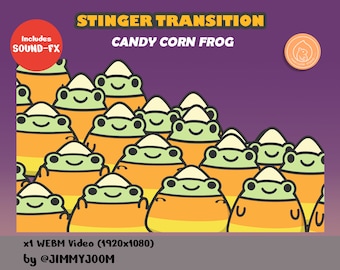 Halloween Candy Corn Frog Stinger Transition / Animated Kawaii Halloween Candy Transition / Sound FX / Scary Stream Set up Aesthetic Holiday