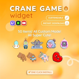 Widget de chat personalizado para juego de garras / Widget de chat de Twitch / Zorro animado, rana, gato, cerdo, oso, ajolote / Juego de grulla de chat lindo / Widget de transmisión personalizado imagen 2