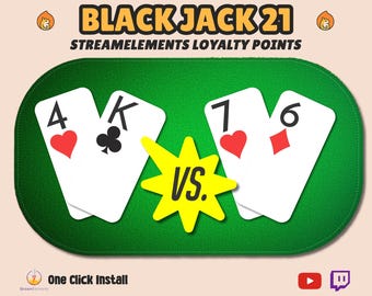 Black Jack Twitch Stream Widget: StreamElements Chat Game Overlay