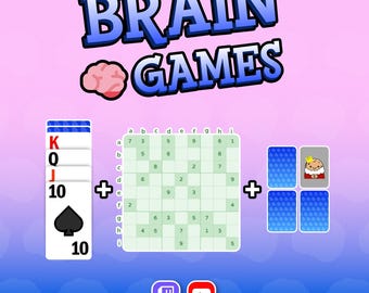 Twitch Plays Brain Games Pack! Solitaire - Sudoku - Memory Card Match Twitch Overlay Game Widgets - BRB Screen Overlay Games