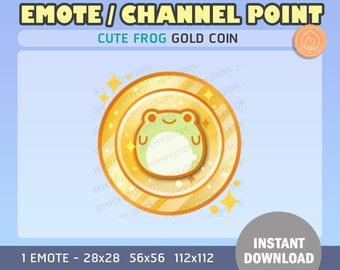 Twitch Frog Channel Point / Emote / Coin / Badges / Kawaii / Streamer / Cute Froggy / Streamer Graphics /  Gold Sparkles
