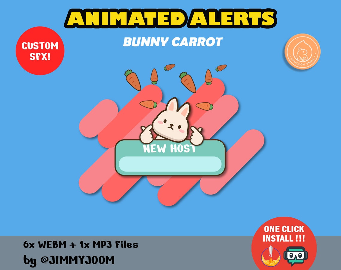 Toy Alert Rabbit ANIMATED Kawaii Bunny Twitch Alerts / Mini Carrot Animation / Cute ...